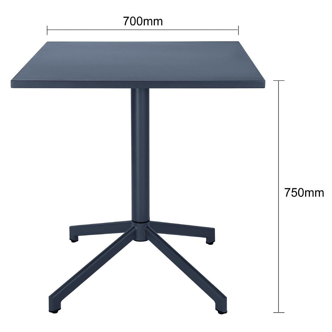 "Bolero Porto Folding Table Slate Blue 700x750mm" (750(H)x700(W)x700(D)mm | Powder-Coated Frame | Easily Foldable) • PAS-HZ375