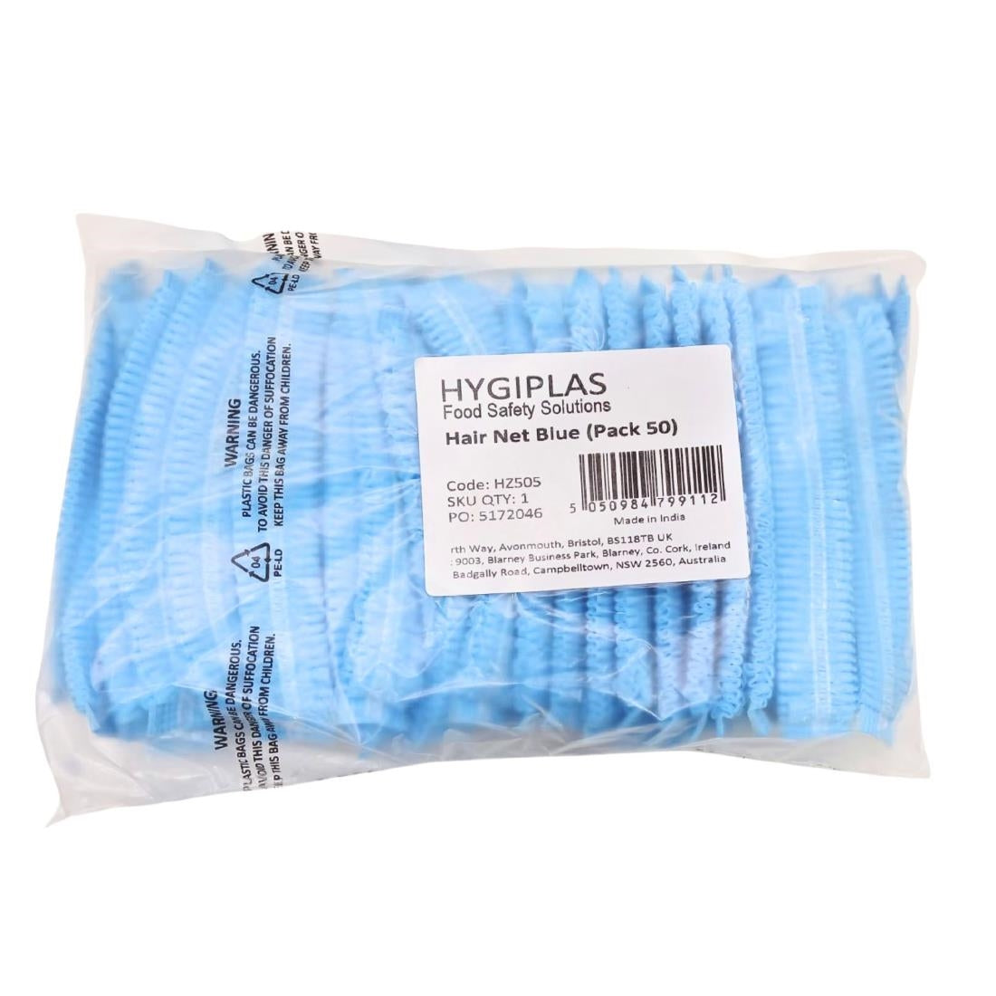 "Hygiplas Hair Nets Blue (50 Pack)" (Colour: Blue | Pack quantity: 50) • PAS-HZ505