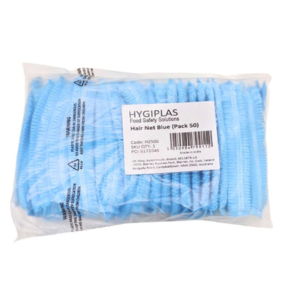 "Hygiplas Hair Nets Blue (50 Pack)" (Colour: Blue | Pack quantity: 50) • PAS-HZ505
