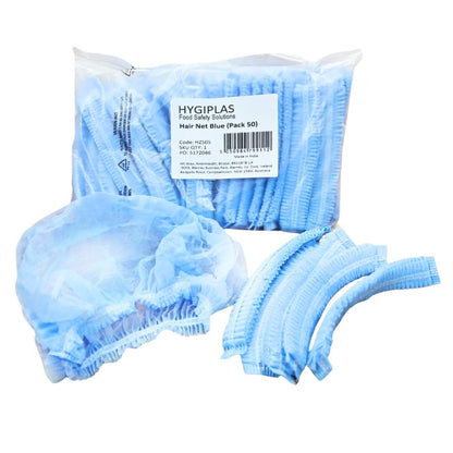 "Hygiplas Hair Nets Blue (50 Pack)" (Colour: Blue | Pack quantity: 50) • PAS-HZ505
