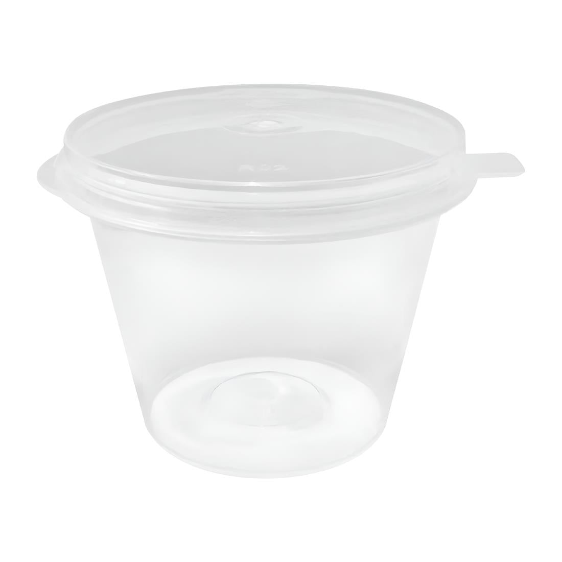 "Fiesta Recyclable Portion Pots with Lids 50ml (50 Pack)" (50ml | Polypropylene | 41(H)x52(Ø)mm) • PAS-HZ577