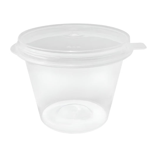 "Fiesta Recyclable Portion Pots with Lids 50ml (50 Pack)" (50ml | Polypropylene | 41(H)x52(Ø)mm) • PAS-HZ577
