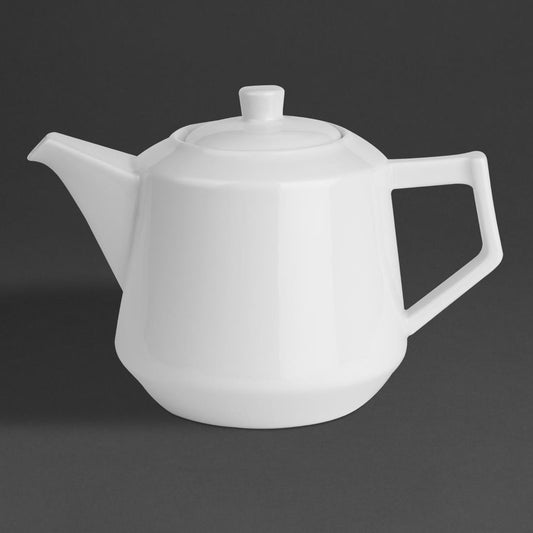 Olympia Whiteware Deco Teapot - 820ml (2 Pack) (820ml | Fully Vitrified Porcelain | Pack Quantity: 2) • PAS-HZ864