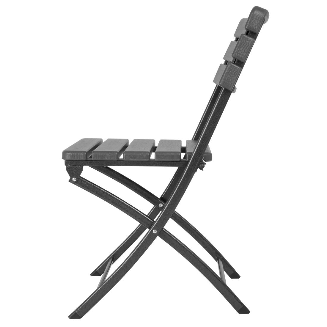Bolero Folding Chairs Grey Wood Effect (2 Pack) (Material: HDPE & Powder-Coated Steel | 814(H)x565(D)x460(W)mm) • PAS-HZ891