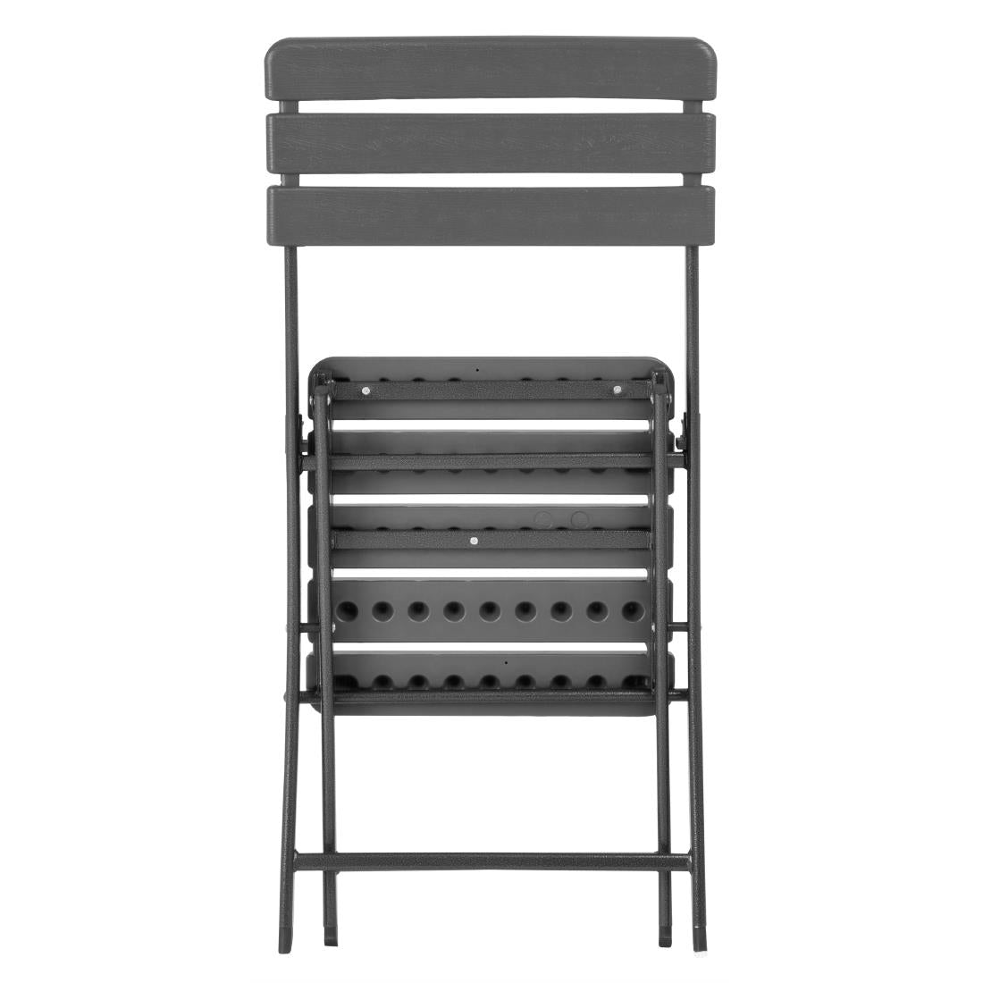 Bolero Folding Chairs Grey Wood Effect (2 Pack) (Material: HDPE & Powder-Coated Steel | 814(H)x565(D)x460(W)mm) • PAS-HZ891