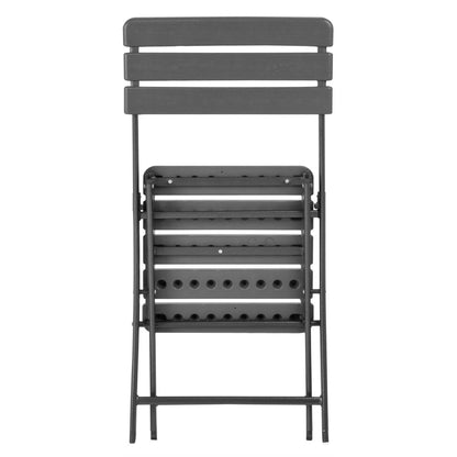 Bolero Folding Chairs Grey Wood Effect (2 Pack) (Material: HDPE & Powder-Coated Steel | 814(H)x565(D)x460(W)mm) • PAS-HZ891
