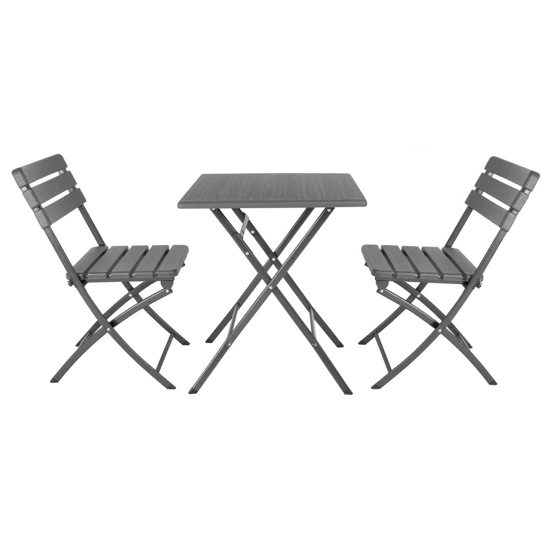 Bolero Folding Chairs Grey Wood Effect (2 Pack) (Material: HDPE & Powder-Coated Steel | 814(H)x565(D)x460(W)mm) • PAS-HZ891