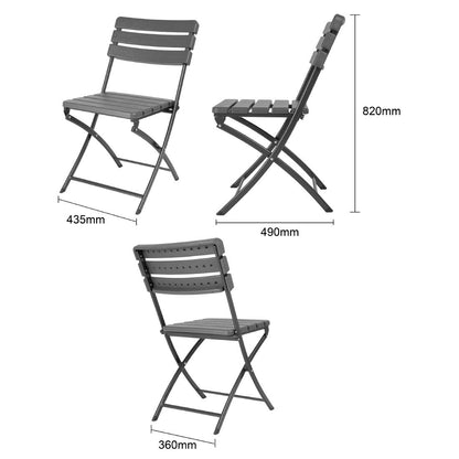 Bolero Folding Chairs Grey Wood Effect (2 Pack) (Material: HDPE & Powder-Coated Steel | 814(H)x565(D)x460(W)mm) • PAS-HZ891