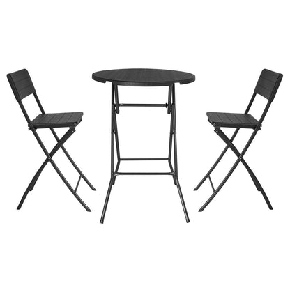 Bolero Folding HDPE Bar Table Wood Effect Black 800mm (Material: HDPE & powder-coated steel . 1100(H)x800(Ø)mm) • PAS-HZ892