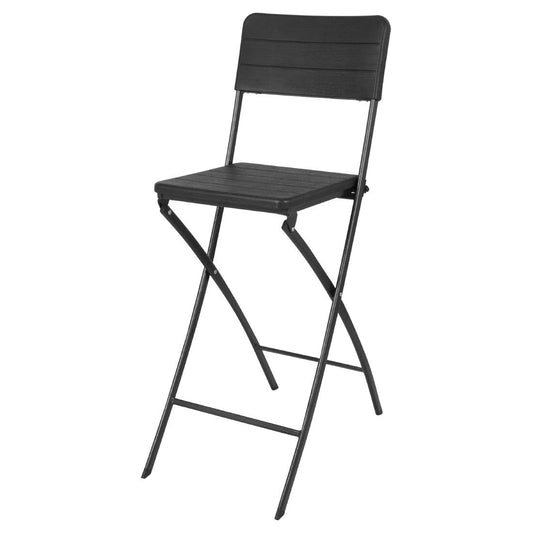 Bolero Folding Bar Chairs Black Wood Effect (2 Pack) (Material: HDPE & Powder-Coated Steel | 1147(H)x650(W)x435(L)mm) • PAS-HZ893