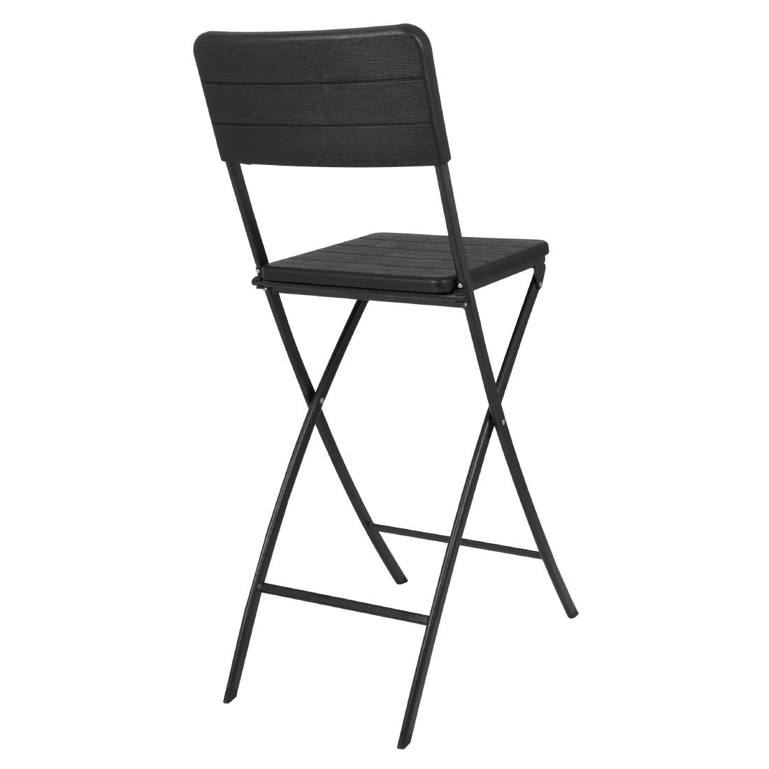 Bolero Folding Bar Chairs Black Wood Effect (2 Pack) (Material: HDPE & Powder-Coated Steel | 1147(H)x650(W)x435(L)mm) • PAS-HZ893