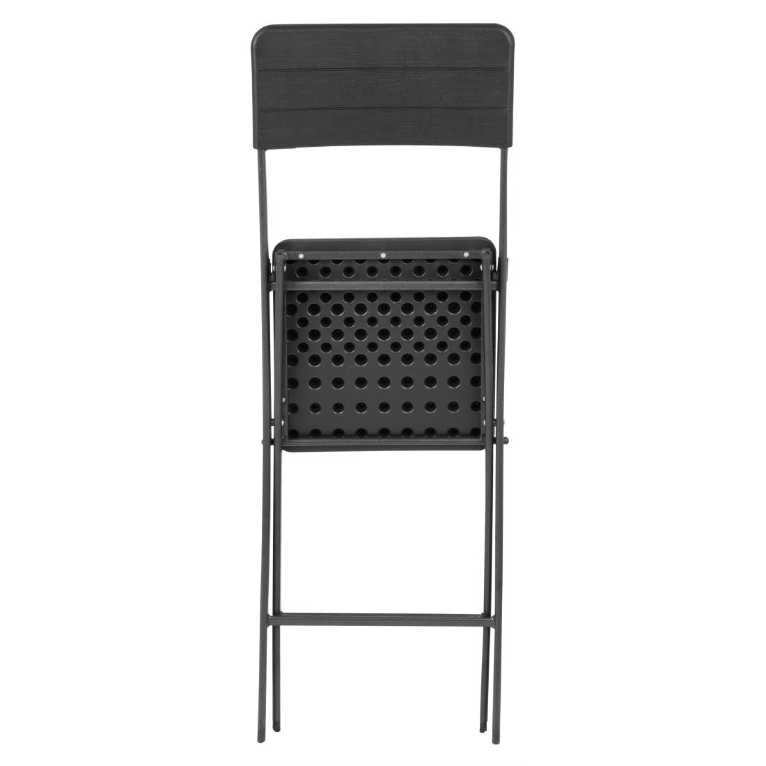 Bolero Folding Bar Chairs Black Wood Effect (2 Pack) (Material: HDPE & Powder-Coated Steel | 1147(H)x650(W)x435(L)mm) • PAS-HZ893