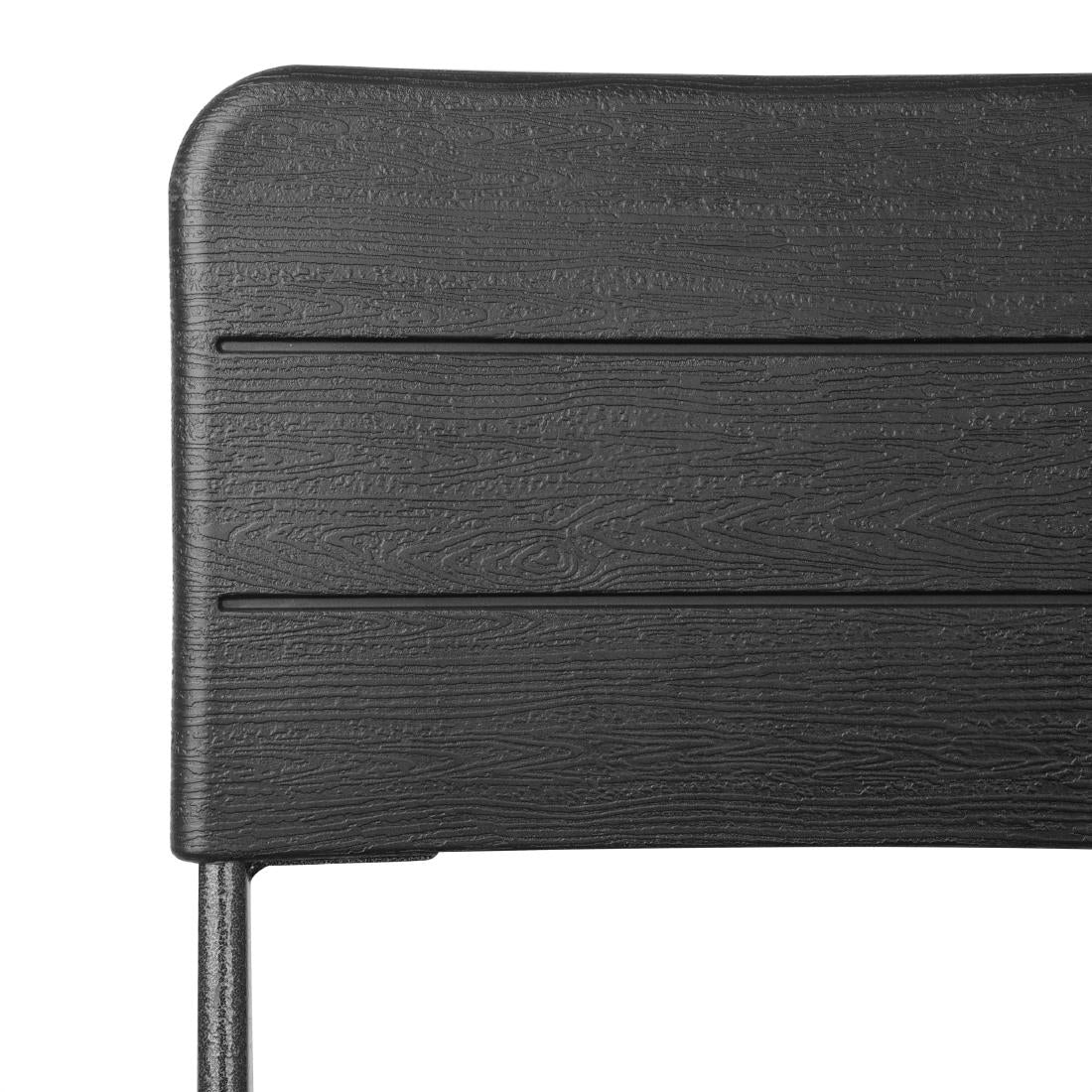Bolero Folding Bar Chairs Black Wood Effect (2 Pack) (Material: HDPE & Powder-Coated Steel | 1147(H)x650(W)x435(L)mm) • PAS-HZ893
