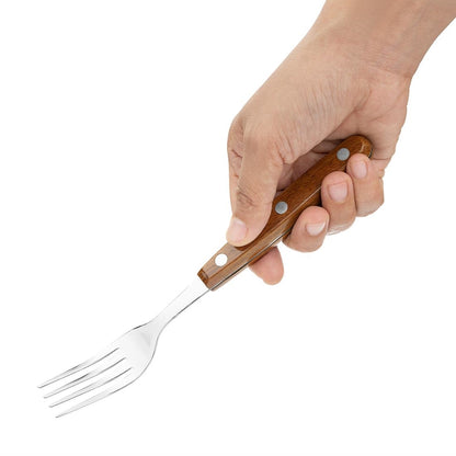 Olympia Steak Forks PP Wood Effect Handle (12 Pack) (200(L)mm. Material: Stainless Steel & Polypropylene Handle. Pack Quantity: 12) • PAS-HZ971