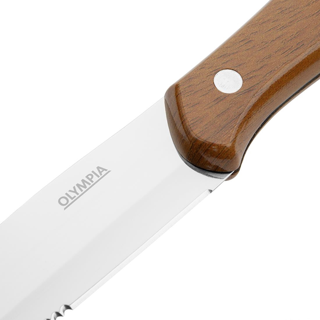 Olympia Jumbo Steak Knife PP Wood Effect Handle (12 Pack) (246(L)mm. Material: Stainless Steel & Polypropylene Handle. Pack Quantity: 12) • PAS-HZ973