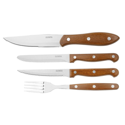 Olympia Jumbo Steak Knife PP Wood Effect Handle (12 Pack) (246(L)mm. Material: Stainless Steel & Polypropylene Handle. Pack Quantity: 12) • PAS-HZ973