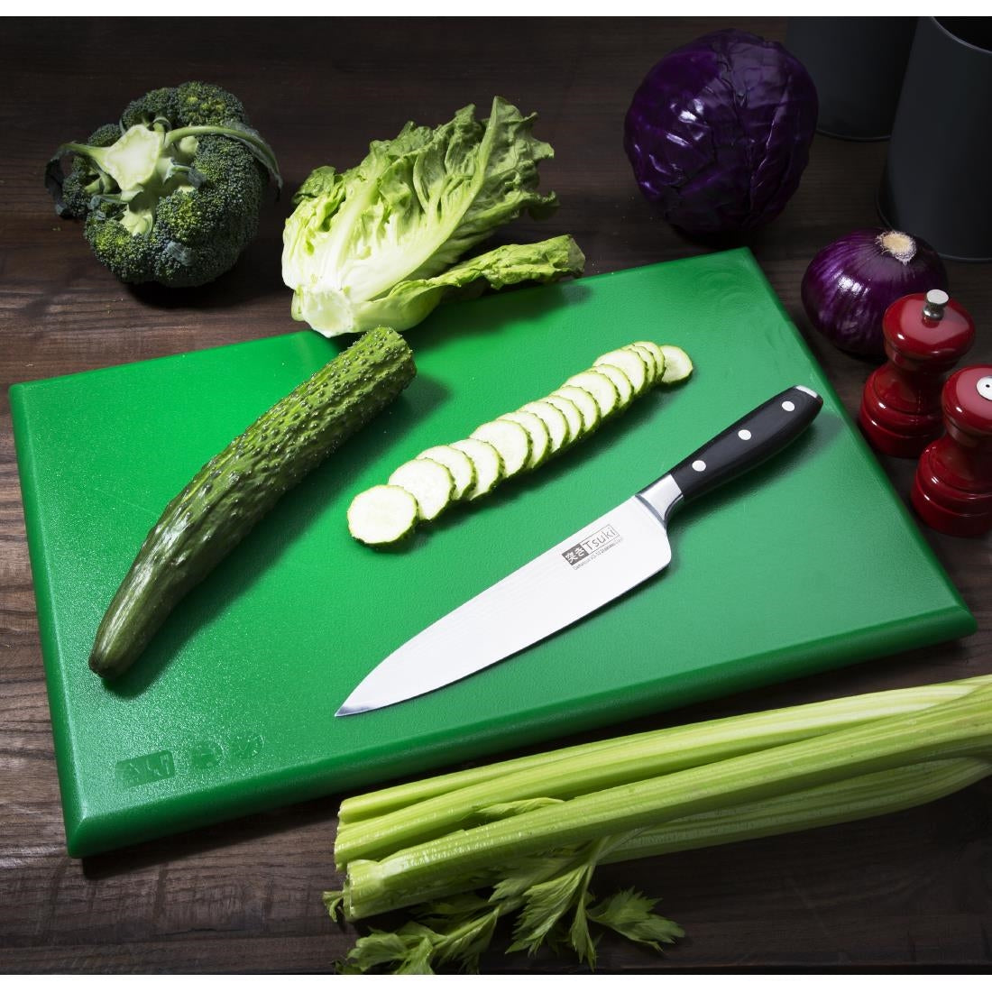Hygiplas Extra Thick High Density Chopping Board Green - 450x300x25mm • PAS-J037
