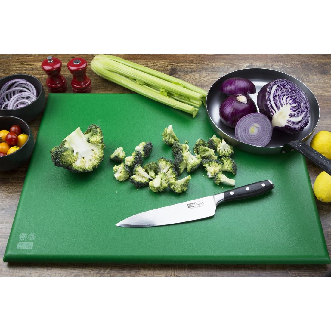 Hygiplas Extra Thick High Density Chopping Board Green - 600x450x25mm • PAS-J043