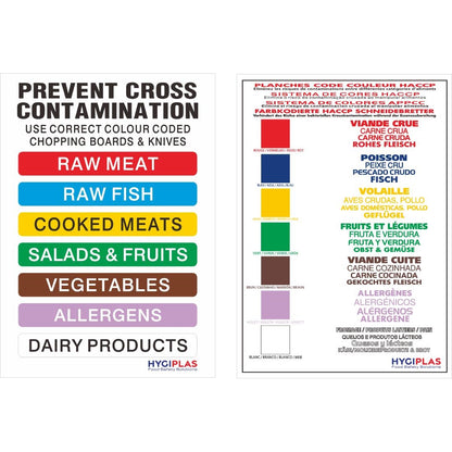 Hygiplas Low Density Set of 6 Chopping Boards with Rack - 450x300x10mm (Pack of 7) • PAS-FY329