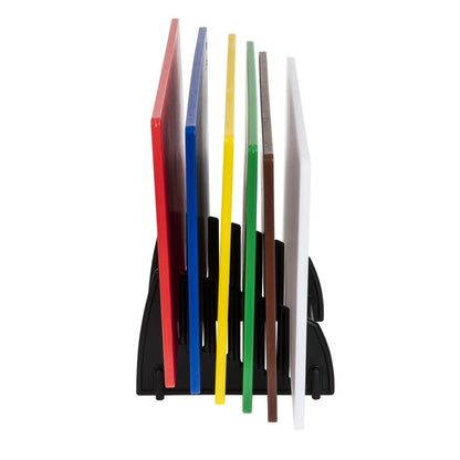 Hygiplas Low Density Set of 6 Chopping Boards with Rack - 450x300x10mm (Pack of 7) • PAS-FY329