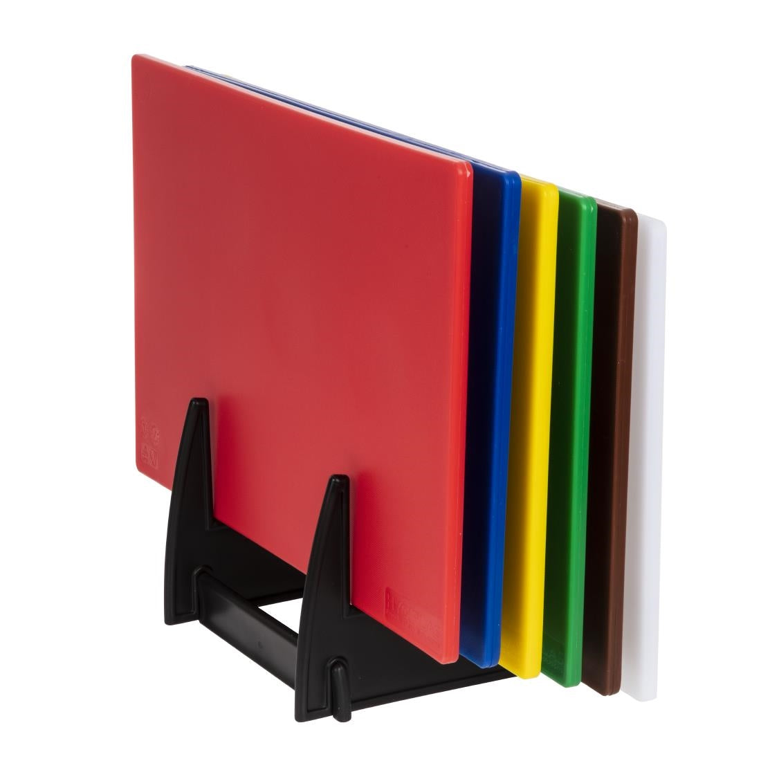 Hygiplas Low Density Set of 6 Chopping Boards with Rack - 450x300x10mm (Pack of 7) • PAS-FY329