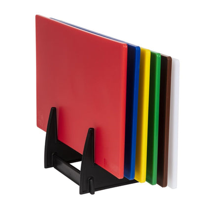 Hygiplas Low Density Set of 6 Chopping Boards with Rack - 450x300x10mm (Pack of 7) • PAS-FY329