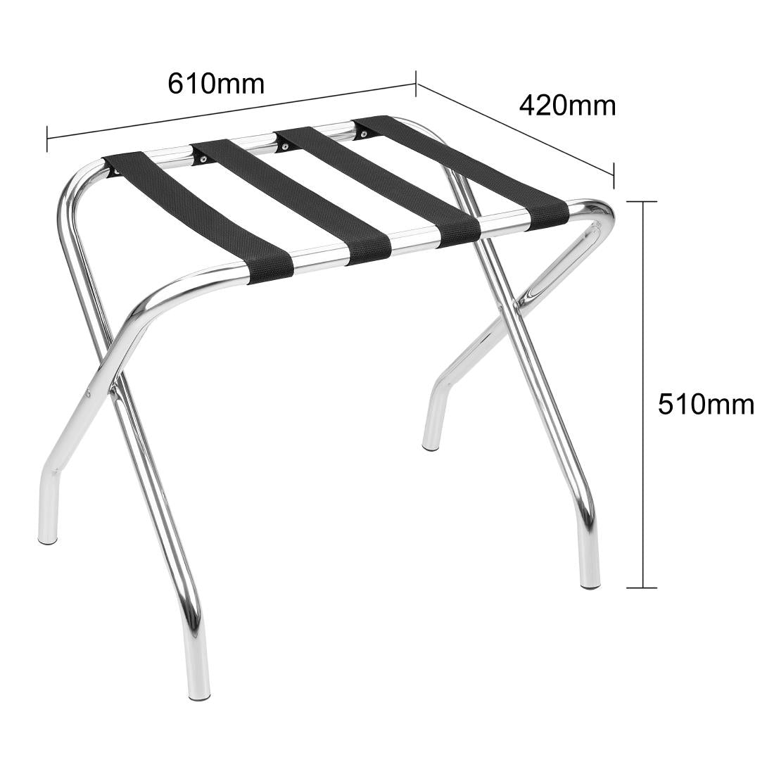 Bolero Stainless Steel Luggage Rack (Maximum weight capacity: 35kg. Foldable. 612(L)x456(W)x507(H)mm) • PAS-JA340
