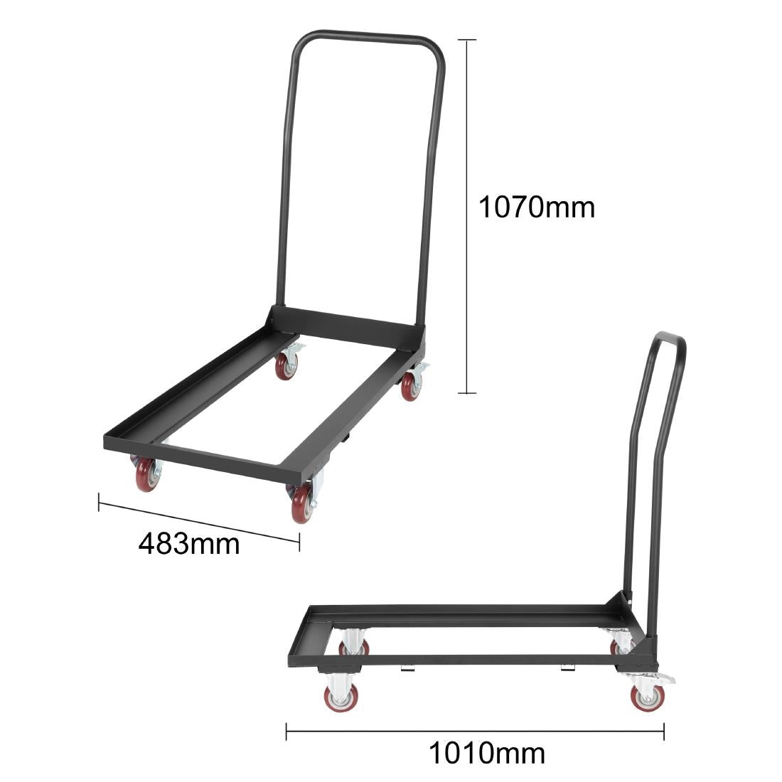 Bolero Folding Chair Trolley (1068(H)x483(W)x1088(L). Holds up to 10 folding chairs) • PAS-JA345