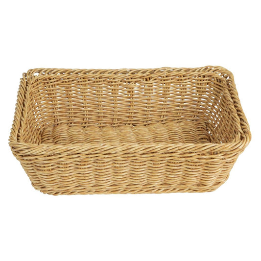 Olympia Polywicker Rectangular Basket Light Brown 300x230mm (300(L)x230(W)x90(H)mm. Material: Polywicker) • PAS-JA353