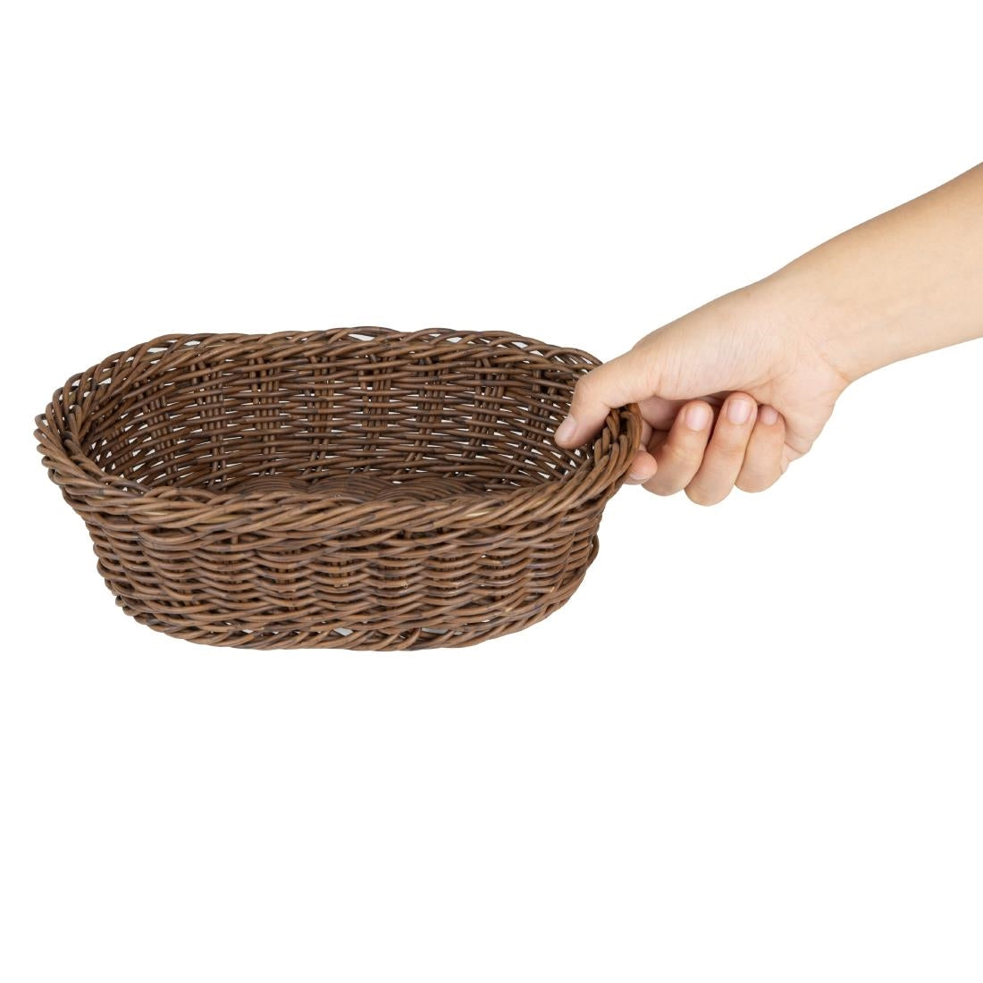 Olympia Polywicker Oval Basket Dark Brown 240x170mm (240(L)x170(W)x70(H)mm. Material: Polywicker) • PAS-JA359