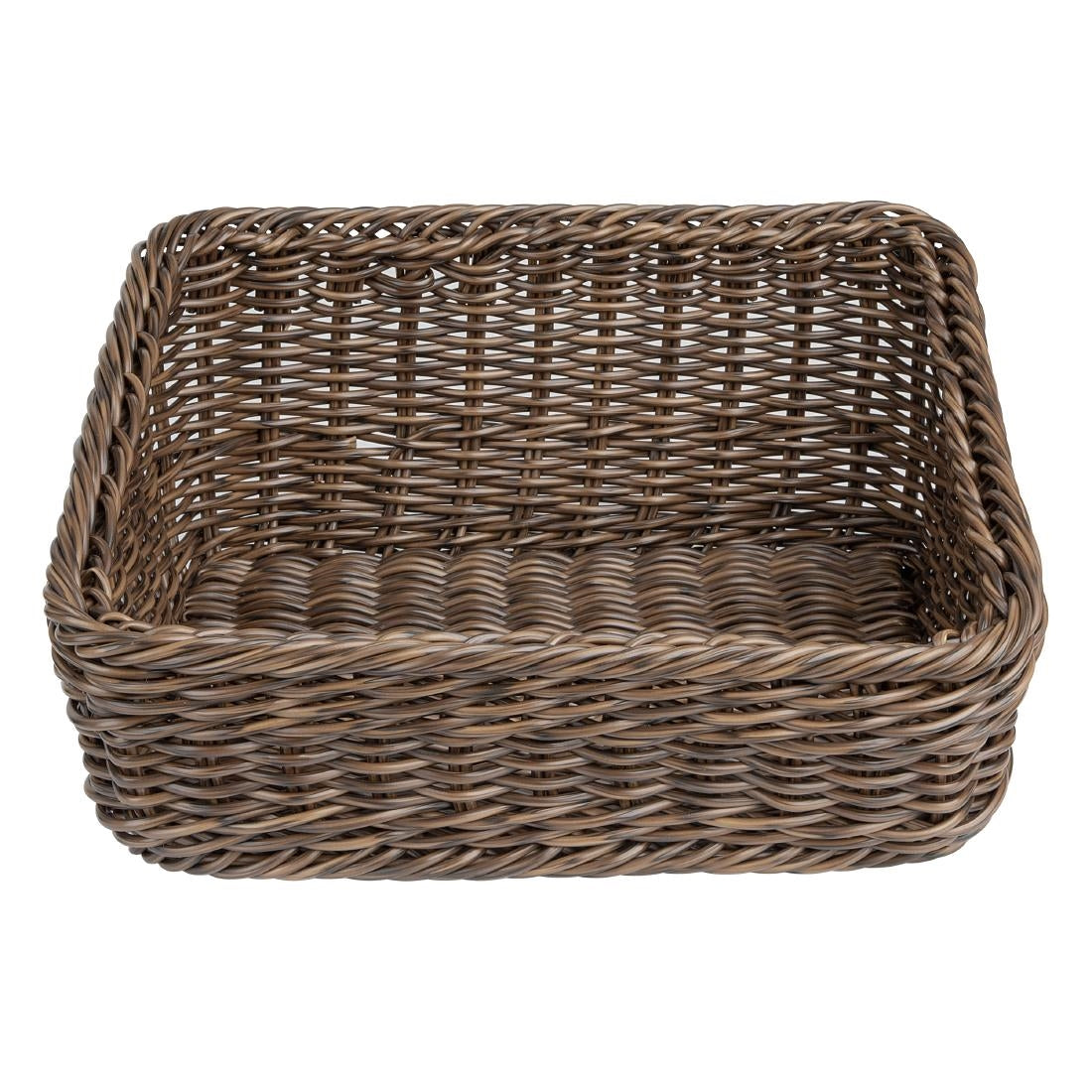 Olympia Polywicker Rectangular Basket Dark Brown 360x300mm (360(L)x300(W)x170(H)mm. Material: Polywicker) • PAS-JA362