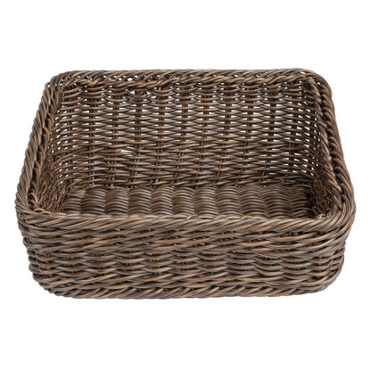 Olympia Polywicker Rectangular Basket Dark Brown 360x300mm (360(L)x300(W)x170(H)mm. Material: Polywicker) • PAS-JA362