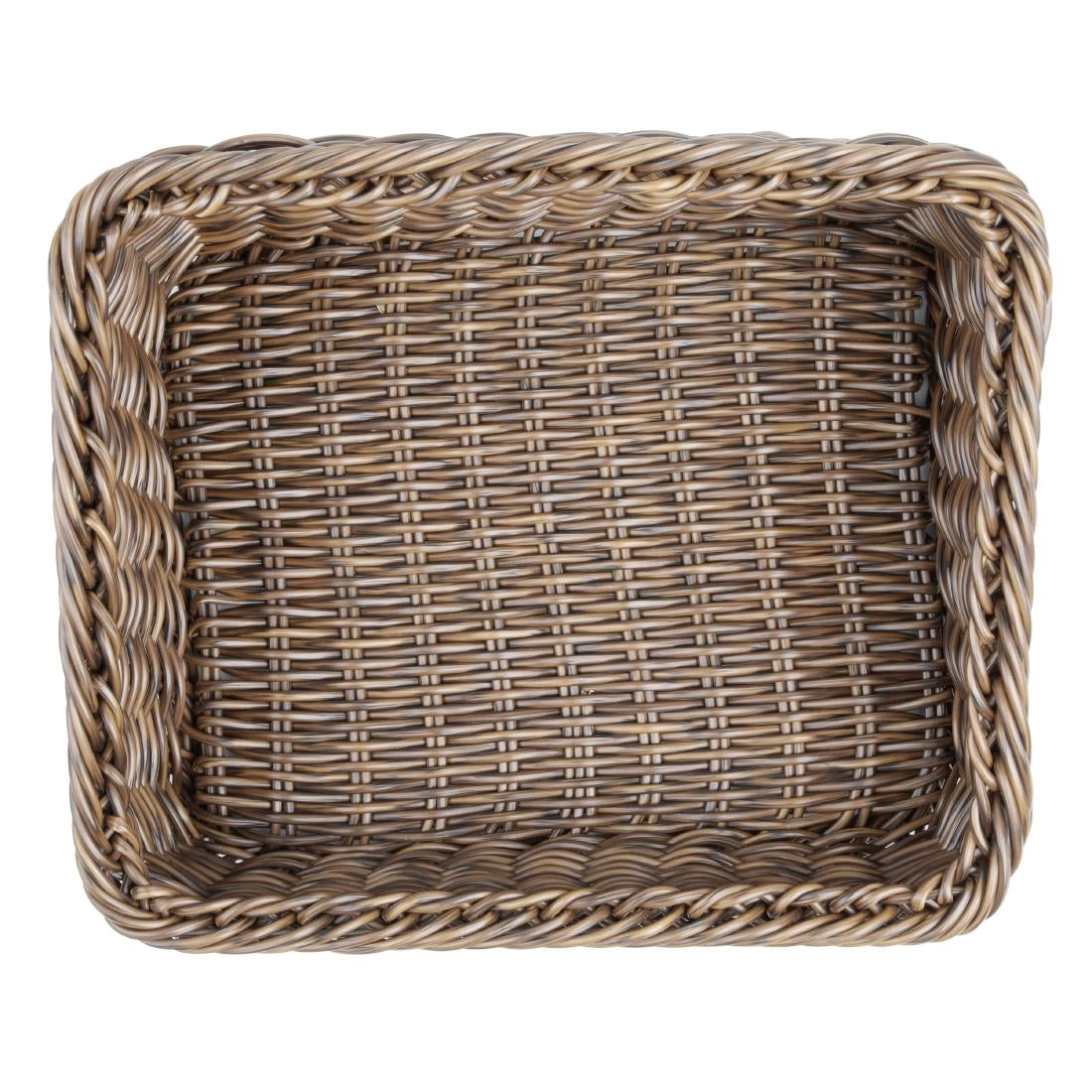 Olympia Polywicker Rectangular Basket Dark Brown 360x300mm (360(L)x300(W)x170(H)mm. Material: Polywicker) • PAS-JA362