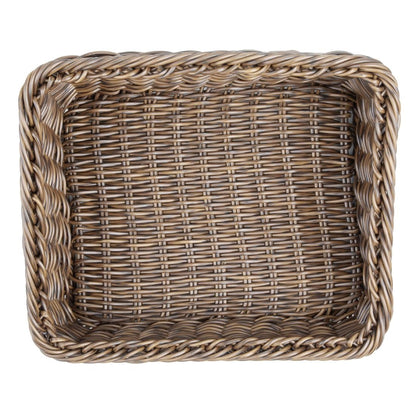 Olympia Polywicker Rectangular Basket Dark Brown 360x300mm (360(L)x300(W)x170(H)mm. Material: Polywicker) • PAS-JA362