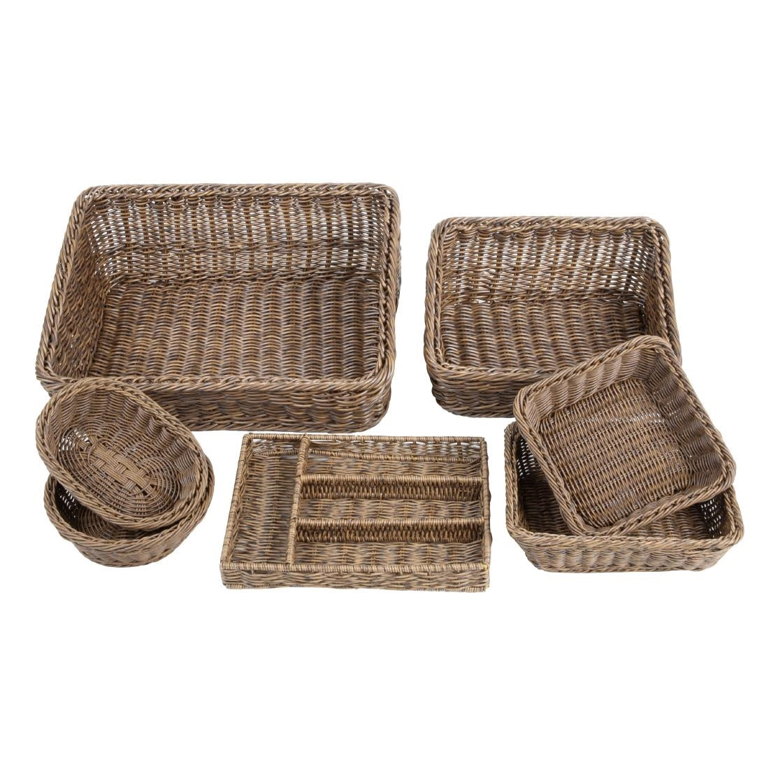 Olympia Polywicker Rectangular Basket Dark Brown 360x300mm (360(L)x300(W)x170(H)mm. Material: Polywicker) • PAS-JA362