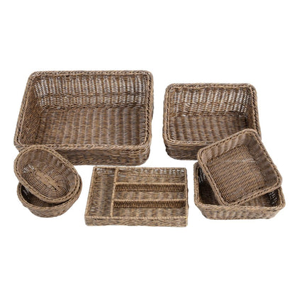Olympia Polywicker Rectangular Basket Dark Brown 360x300mm (360(L)x300(W)x170(H)mm. Material: Polywicker) • PAS-JA362