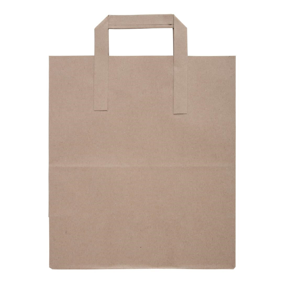 Fiesta Recyclable Flat Handle Brown Paper Bags Large (250 Pack) (248(H)x148(W)x248(L)mm | Pack Quantity: 250) • PAS-JA529