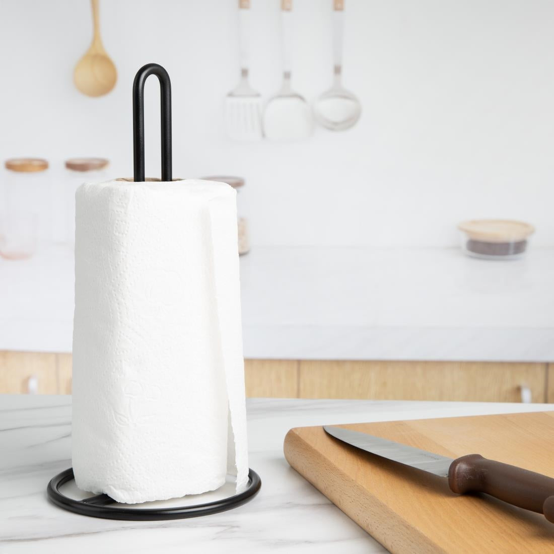 Jantex Kitchen Roll Holder Black (Black Steel Finish | 320(H)x160(Ø)mm) • PAS-JA994