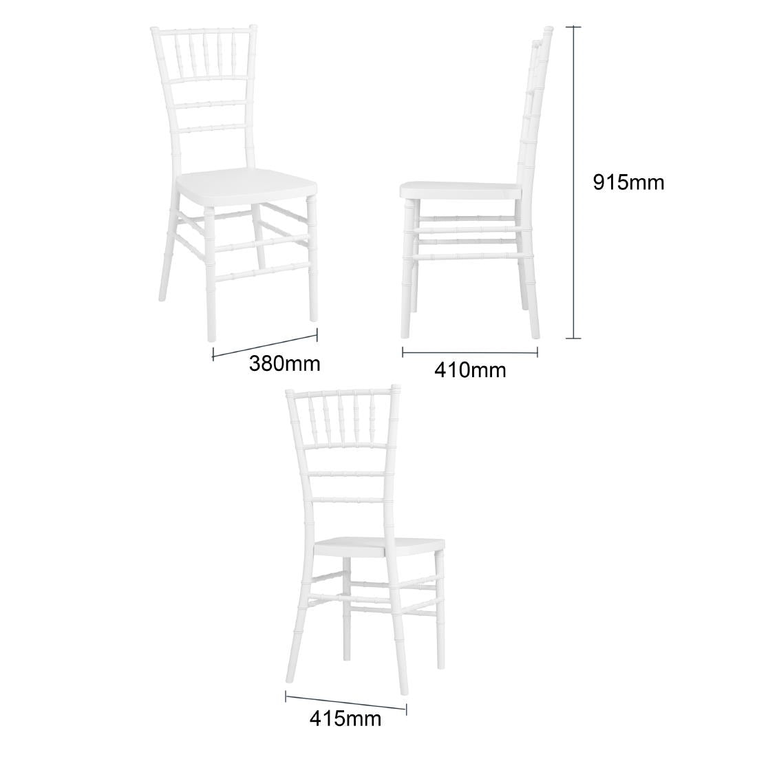 Bolero Chiavari Polypropylene Chairs White (4 Pack) (918(H)x473(W)x415(D)mm. Material: Polypropylene. Stackable) • PAS-JA998