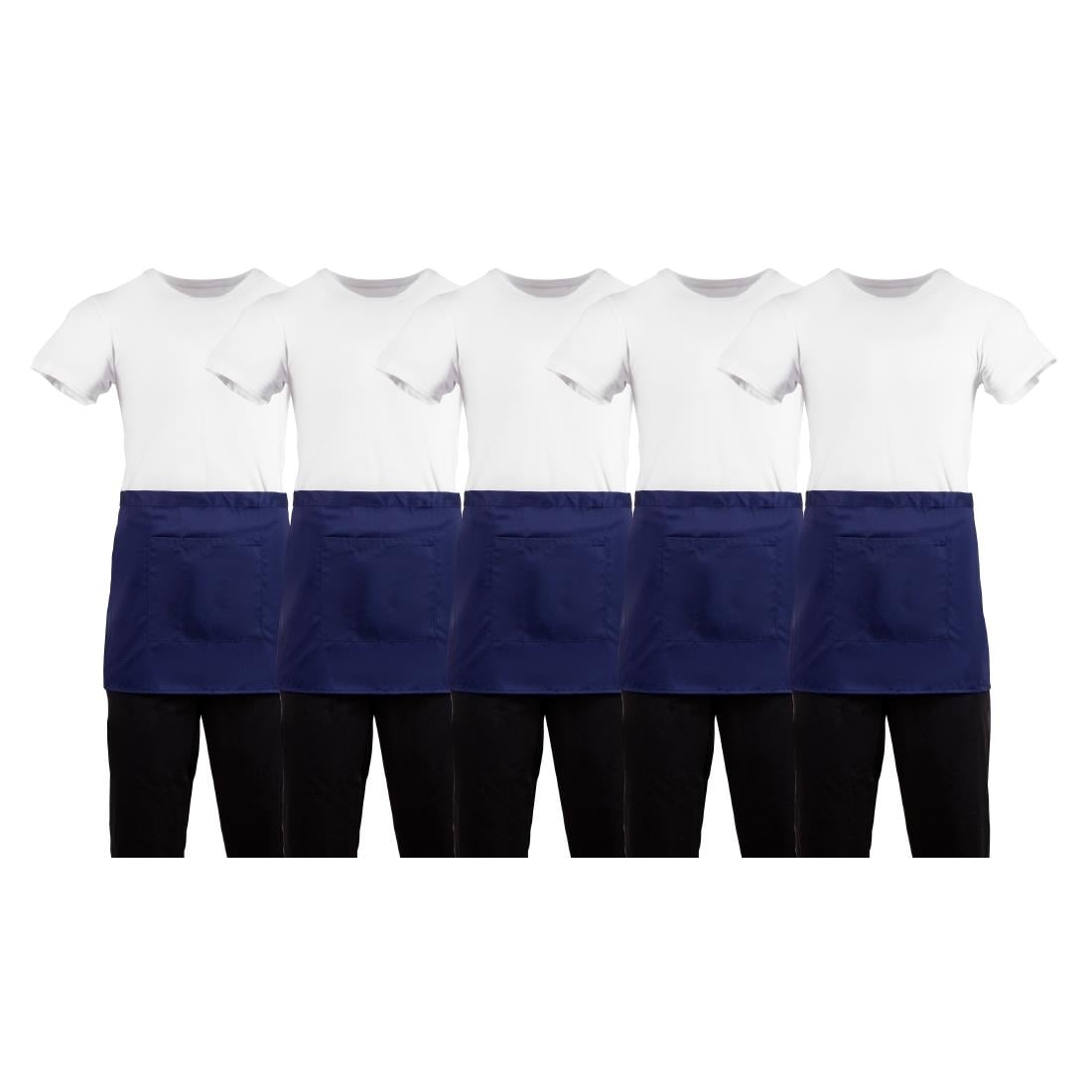 Whites Short Bistro Apron Navy Blue (5 Pack) • PAS-JC260