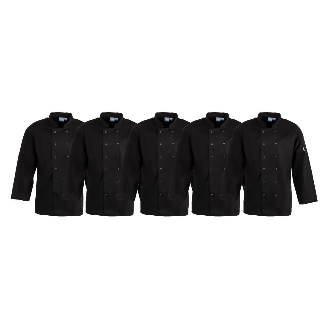 Whites Vegas Chefs Jacket Long Sleeve Black Size S (5 Pack) • PAS-JC261