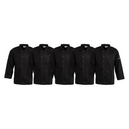 Whites Vegas Chefs Jacket Long Sleeve Black Size XL (5 Pack) • PAS-JC262