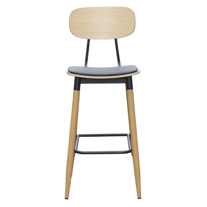 Durafurn Austin Barstool Black PU Vinyl Seat & Natural Backrest (2 Pack) (Seat Height: 750mm. Black PU Vinyl Seat & Natural Backrest. 2 Pack) • PAS-JC267