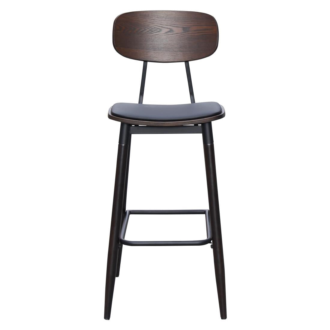 Durafurn Austin Barstool Black PU Vinyl Seat & Wenge Backrest (2 Pack) (Seat Height: 750mm. Black PU Vinyl Seat & Wenge Backrest. 2 Pack) • PAS-JC268