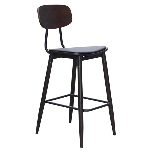 Durafurn Austin Barstool Black PU Vinyl Seat & Wenge Backrest (2 Pack) (Seat Height: 750mm. Black PU Vinyl Seat & Wenge Backrest. 2 Pack) • PAS-JC268