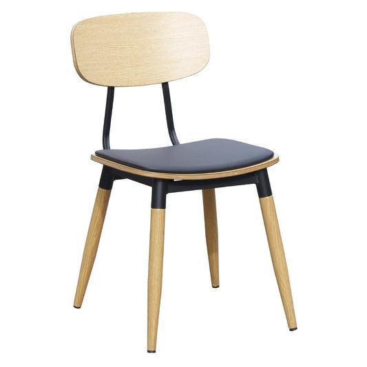 Durafurn Austin Chair Black PU Vinyl Seat & Natural Backrest (2 Pack) (Seat Height: 450mm. Black PU Vinyl Seat & Natural Backrest. 2 Pack) • PAS-JC271