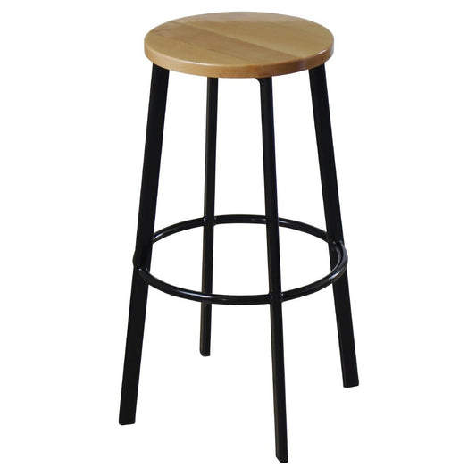 Durafurn Portland 750H Barstool Black Frame & Natural Beech Seat (2 Pack) (Seat Height: 750mm. Black Frame & Natural Beech Seat. 2 Pack) • PAS-JC276