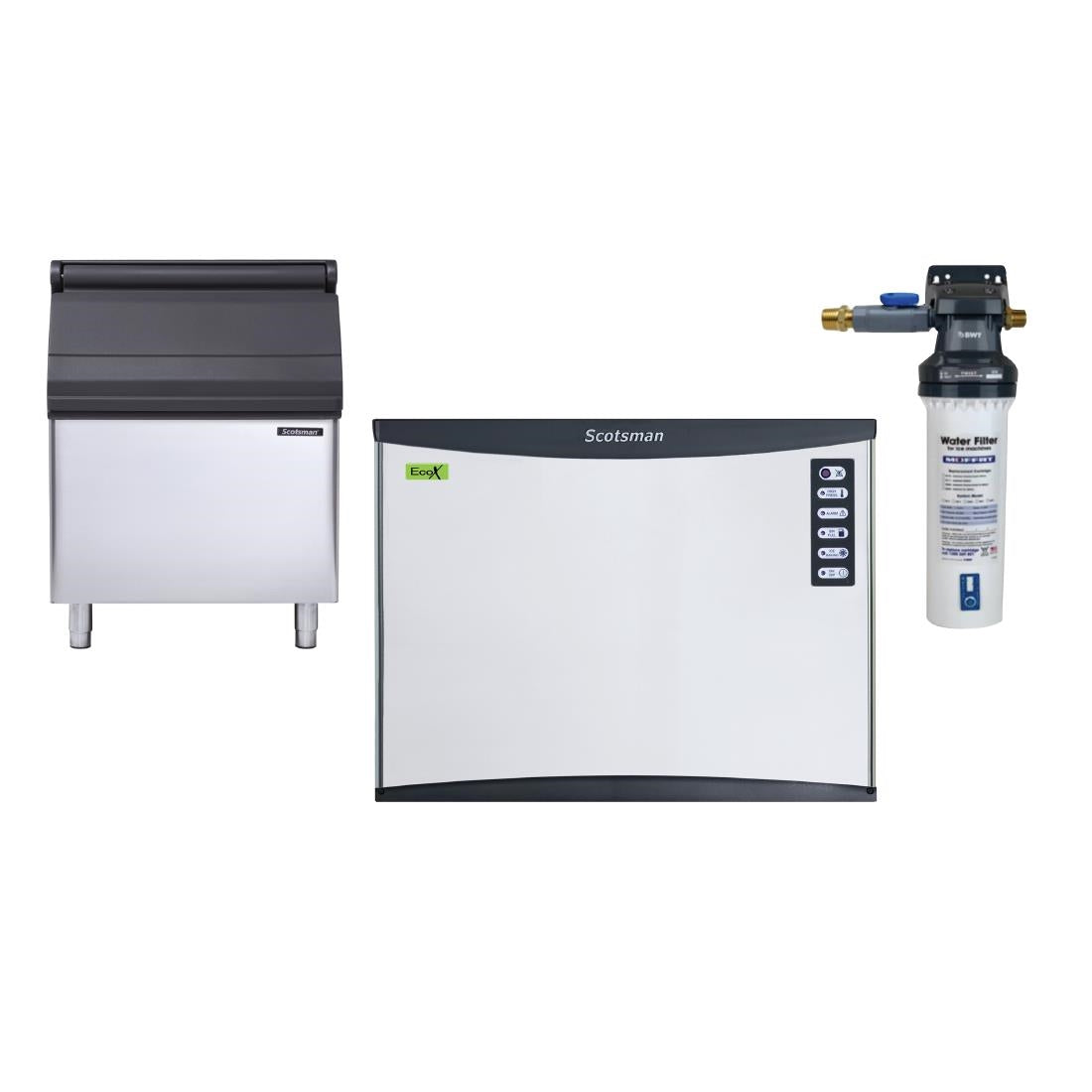 Scotsman 208kg Output Half Dice Ice Maker with 181kg Bin & Water Filter • PAS-JC290