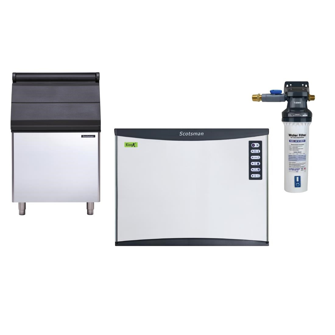Scotsman 204kg Output Half Dice Ice Maker with 243kg Bin & Water Filter • PAS-JC291