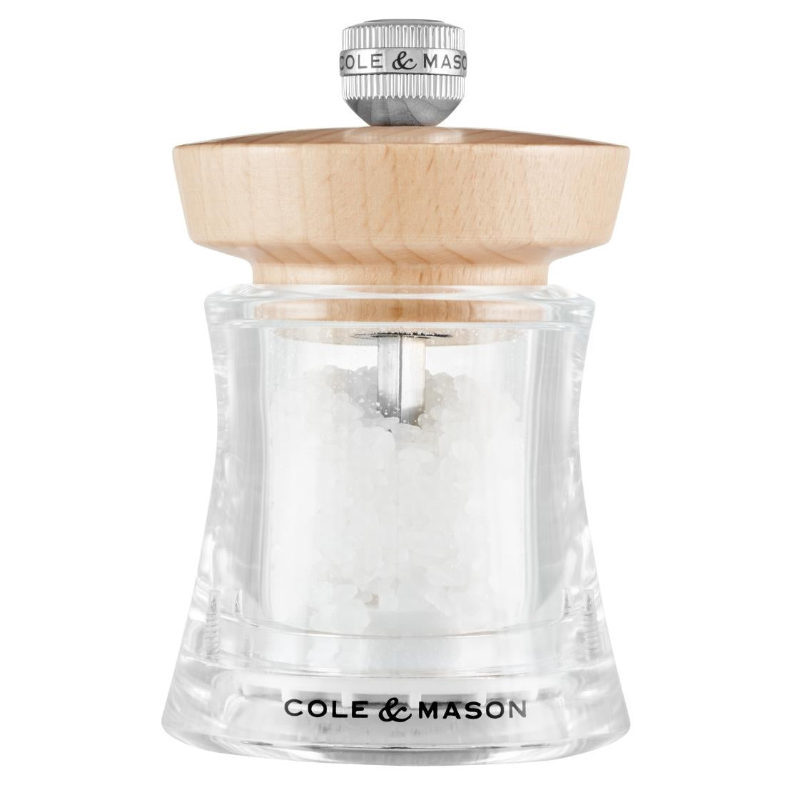 Cole & Mason Holbrorn Salt Mill Natural Beachwood & Acrylic 95mm • PAS-JC333